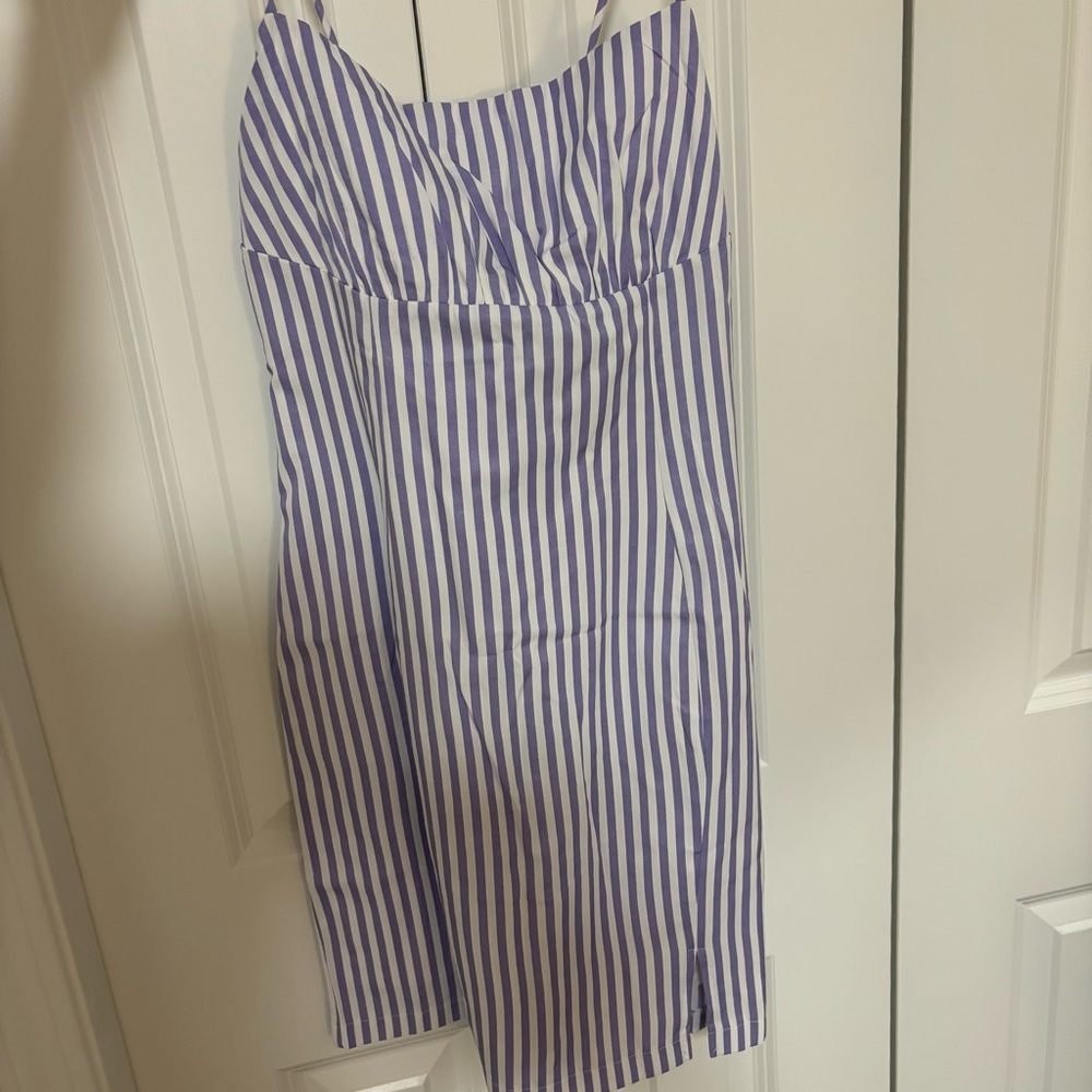 Princess Polly Purple and White Striped Mini Dress